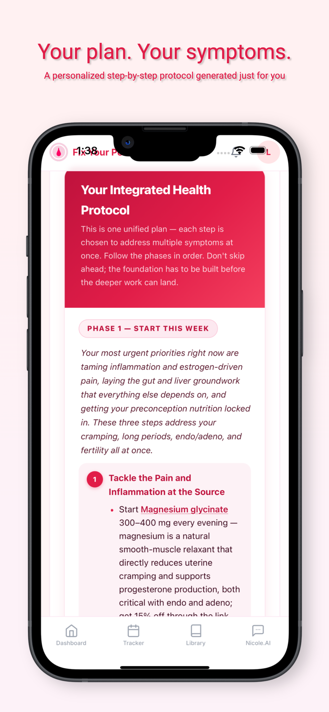 Personalized protocol, your plan, your symptoms