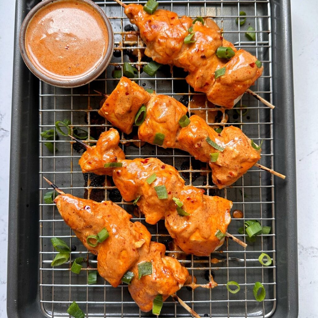 Easy Bang Bang Chicken Skewers - Featured