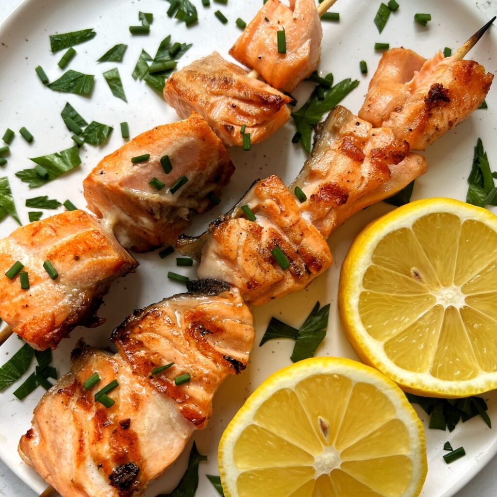 Grilled Salmon Kebabs - Featured