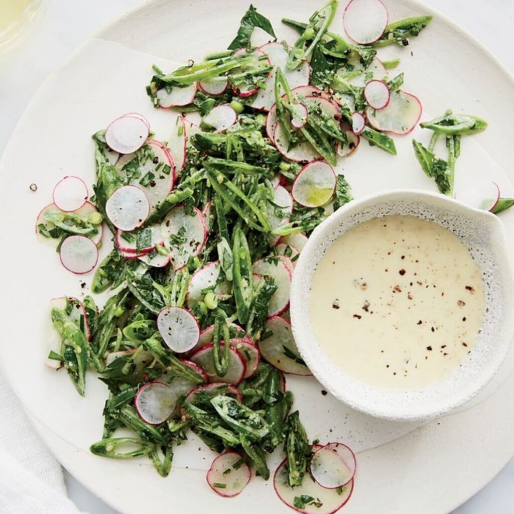 Snap Pea and Radish Salad with Tahini Dressing - Featured