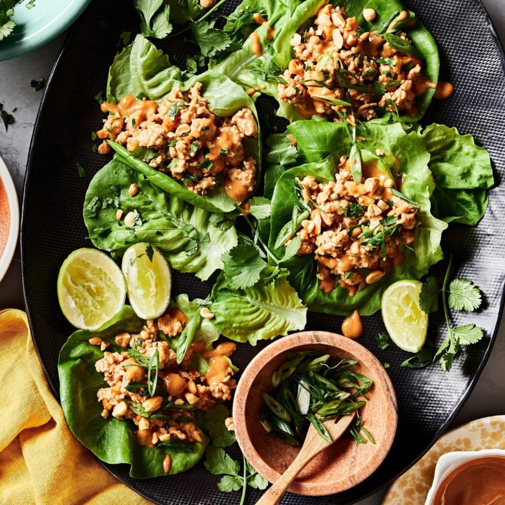 Low-Carb Peanut Chicken Lettuce Wraps - Featured