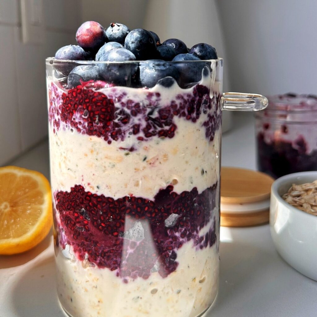High-Protein Lemon Blueberry Overnight Oats - Featured