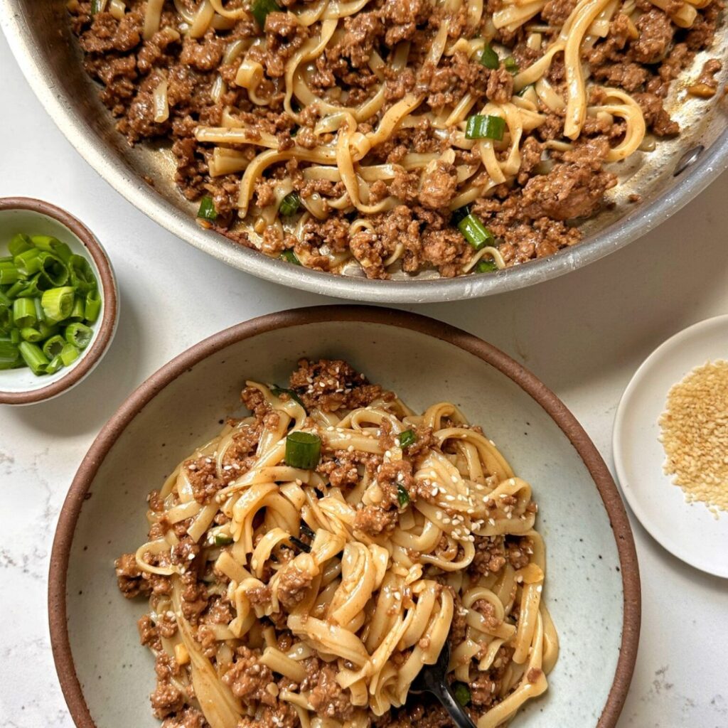 Mongolian Ground Beef Noodles - Featured